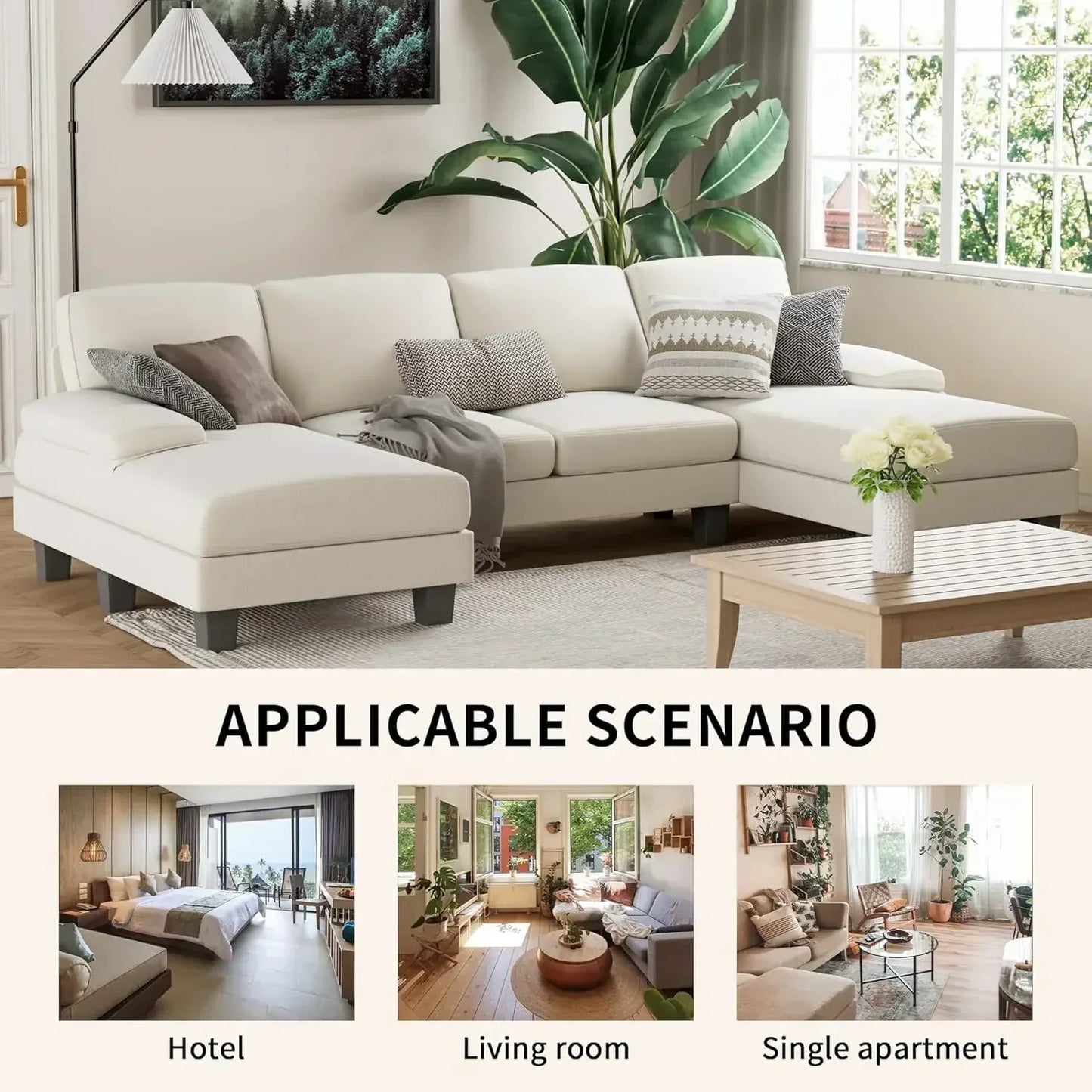 Convertible Modern U-Shaped Sectional Sleeper Sofa