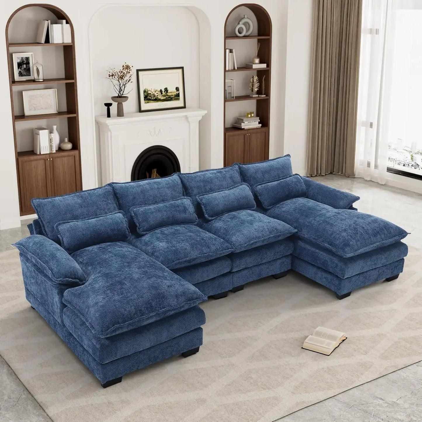U-Shaped Modern Modular Sectional Couch With Sleeper Sofa