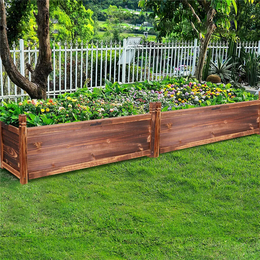 Large Raised Outdoor Wood Planter Box