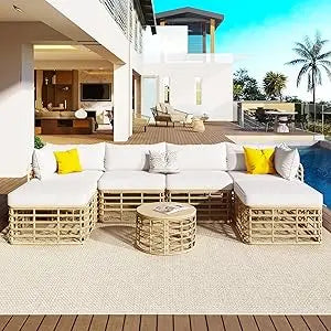 7-pc. Outdoor Patio Furniture Sectional Sofa Set with Coffee Table