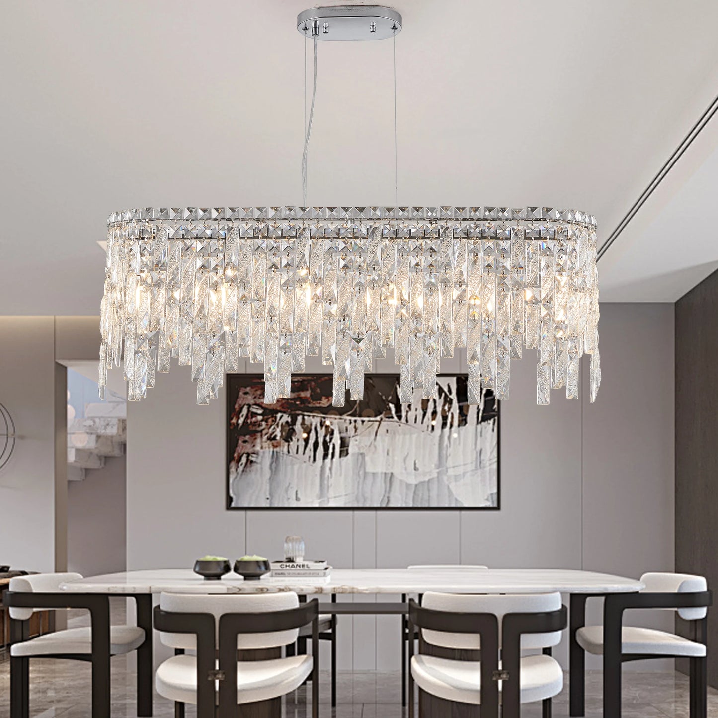 35“ Modern Crystal Chandelier/Pendant Light
