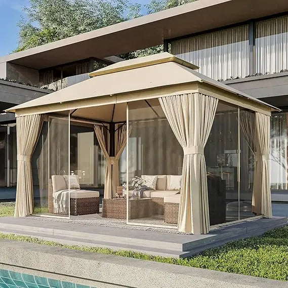 10' x 13' Outdoor Double Roof Metal Frame Gazebo