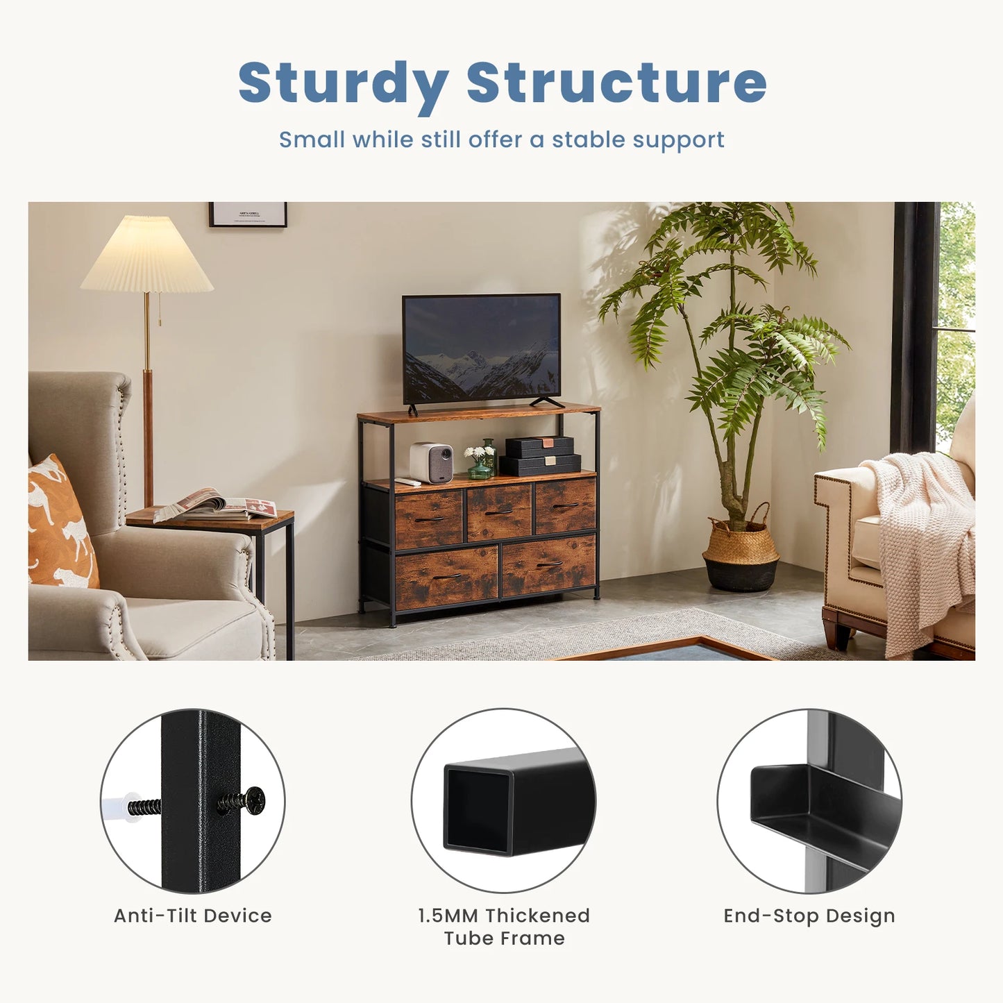 Fabric Drawers Dresser/TV Stand