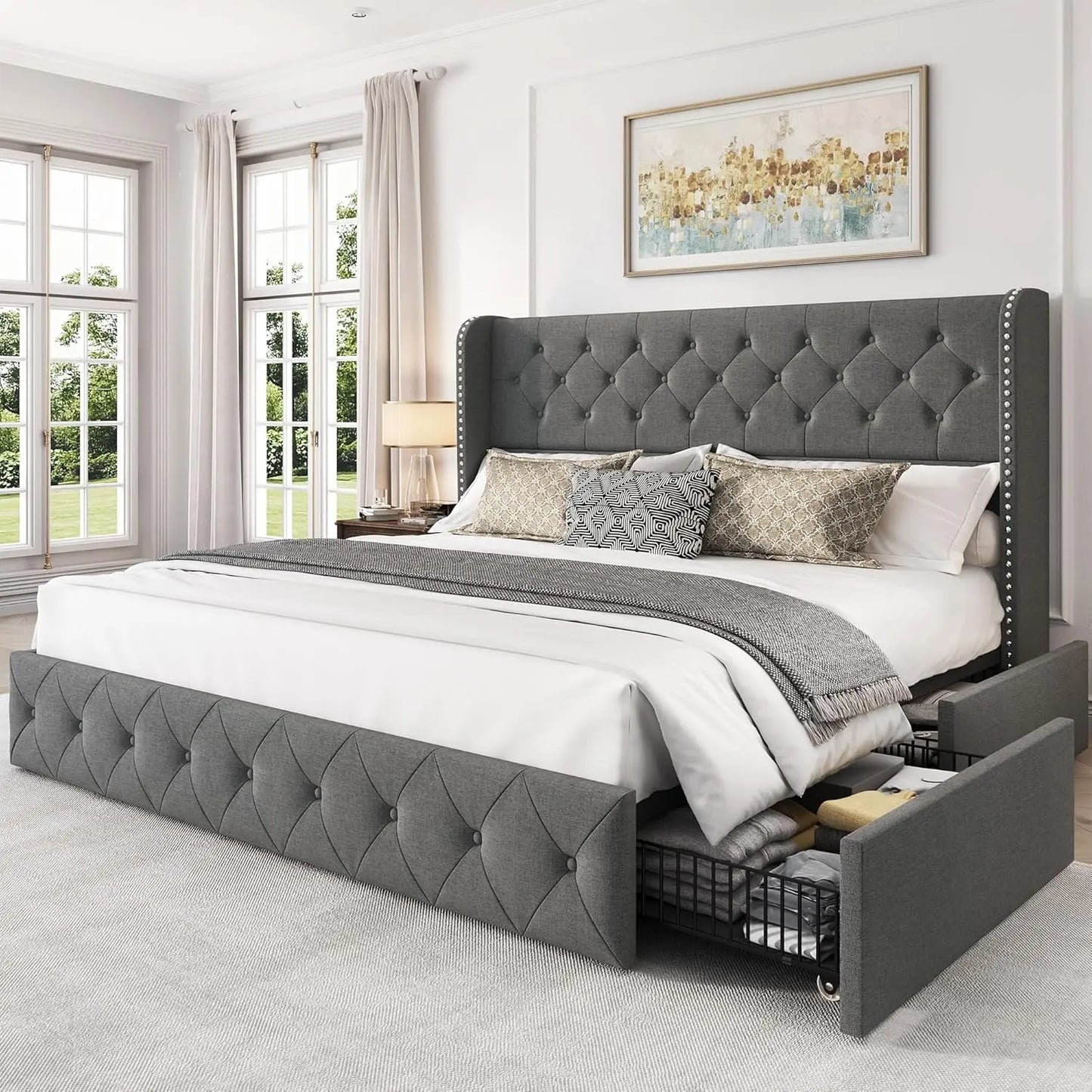 Tufted King Bed Frame