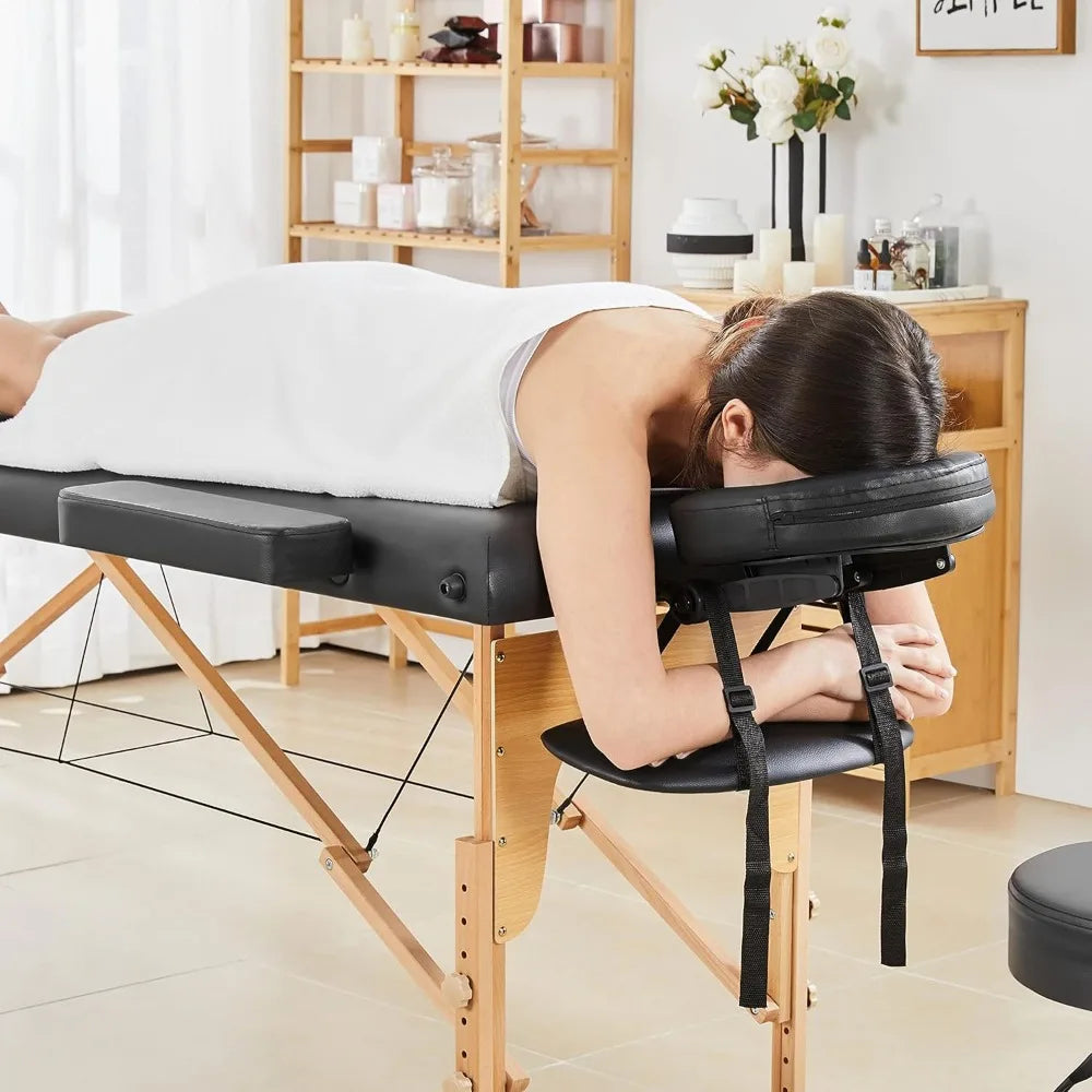 Portable massage table with adjustable height