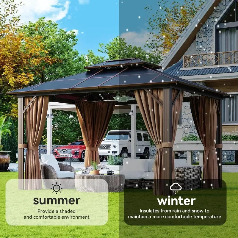 10' x 12' Hardtop Permanent Gazebo With Aluminum Frame