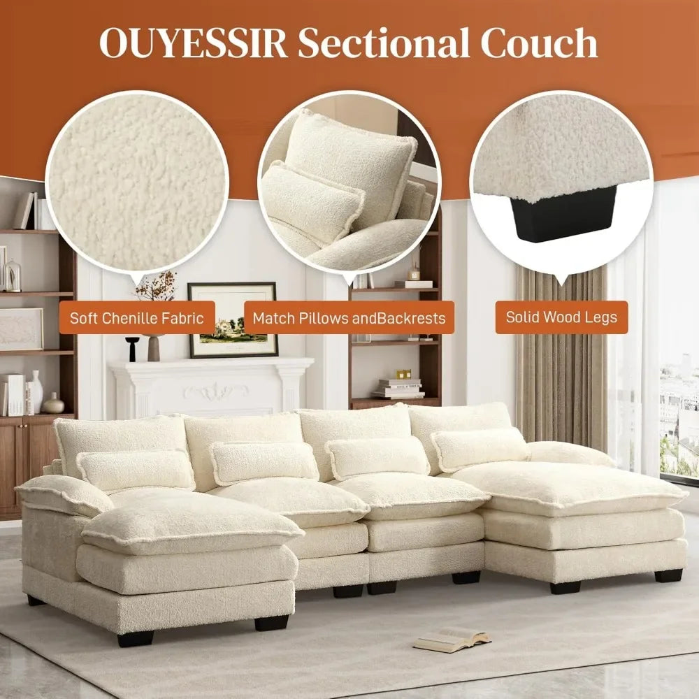 U-Shaped Modern Modular Sectional Couch With Sleeper Sofa