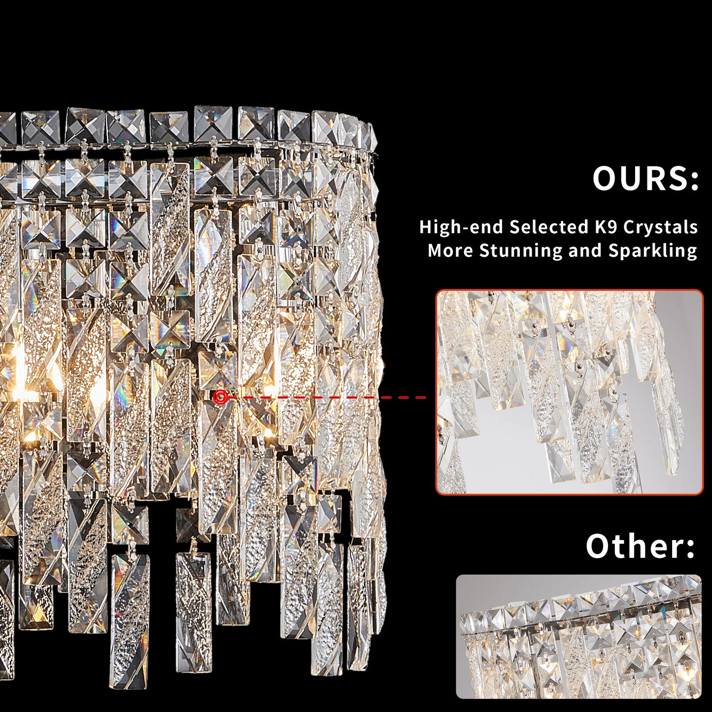 35“ Modern Crystal Chandelier/Pendant Light