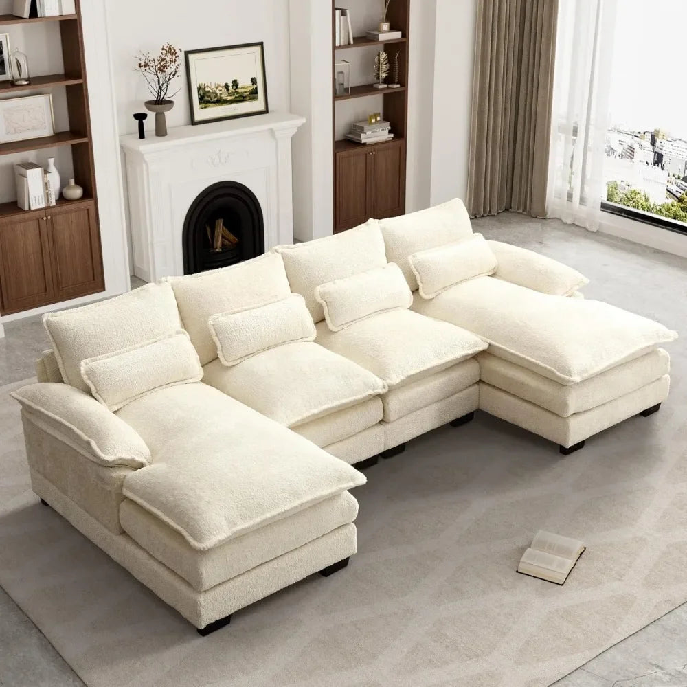 U-Shaped Modern Modular Sectional Couch With Sleeper Sofa