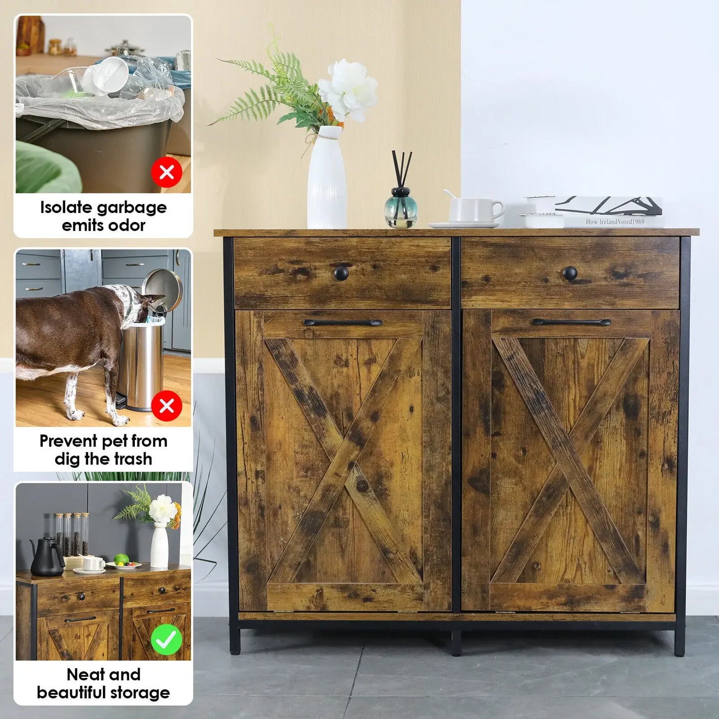 Dual Kitchen Trash Compactor Cabinet
