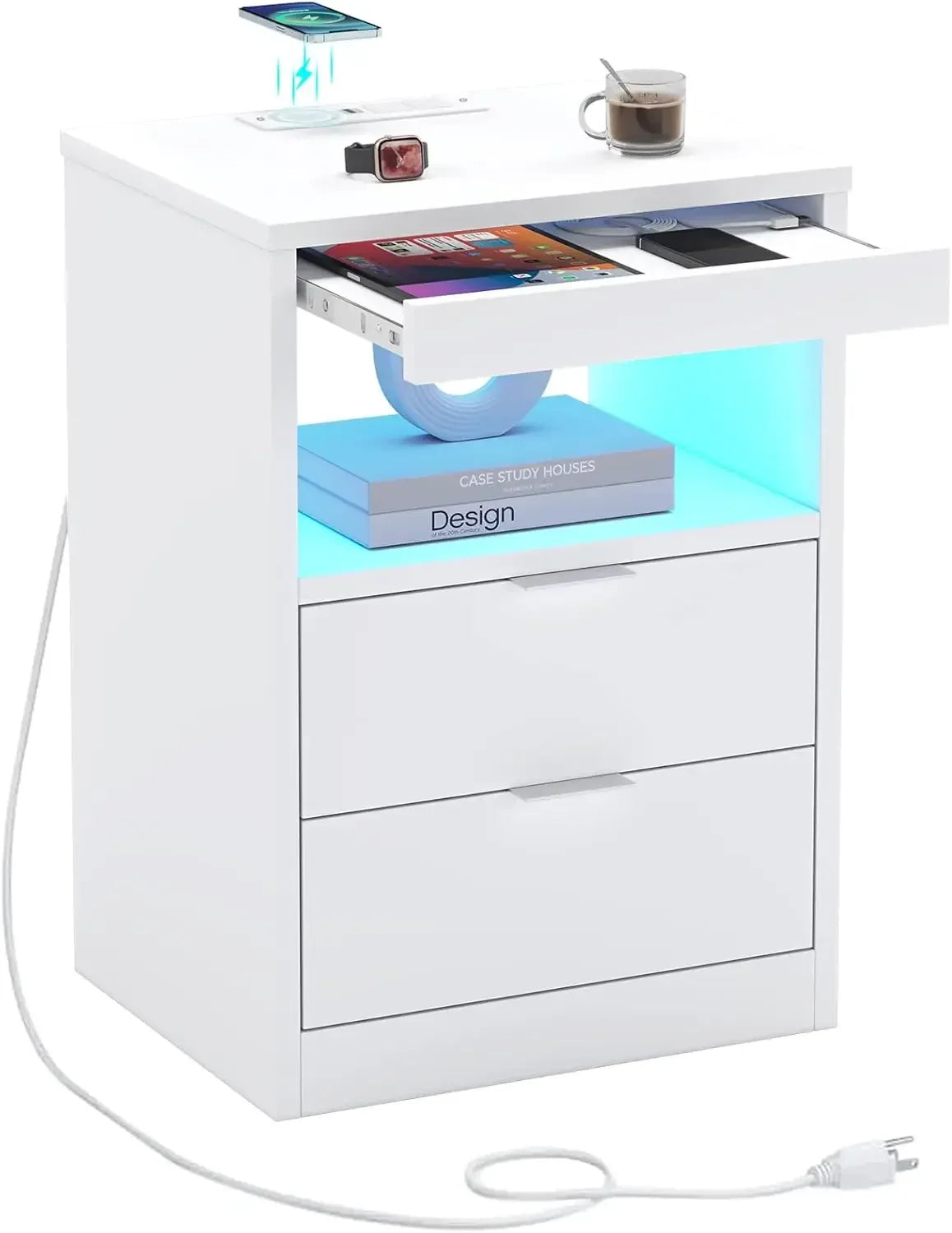 LED Nightstands with Wireless Charging Station