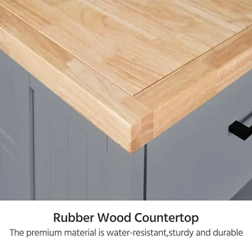 Kitchen Island Cart with Countertop and Storage