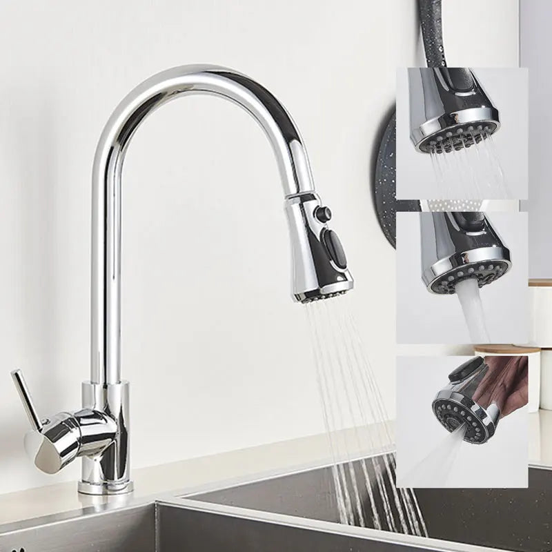 Modern Pull Down/Pull Out Kitchen Faucet, 360 Rotation Kitchen