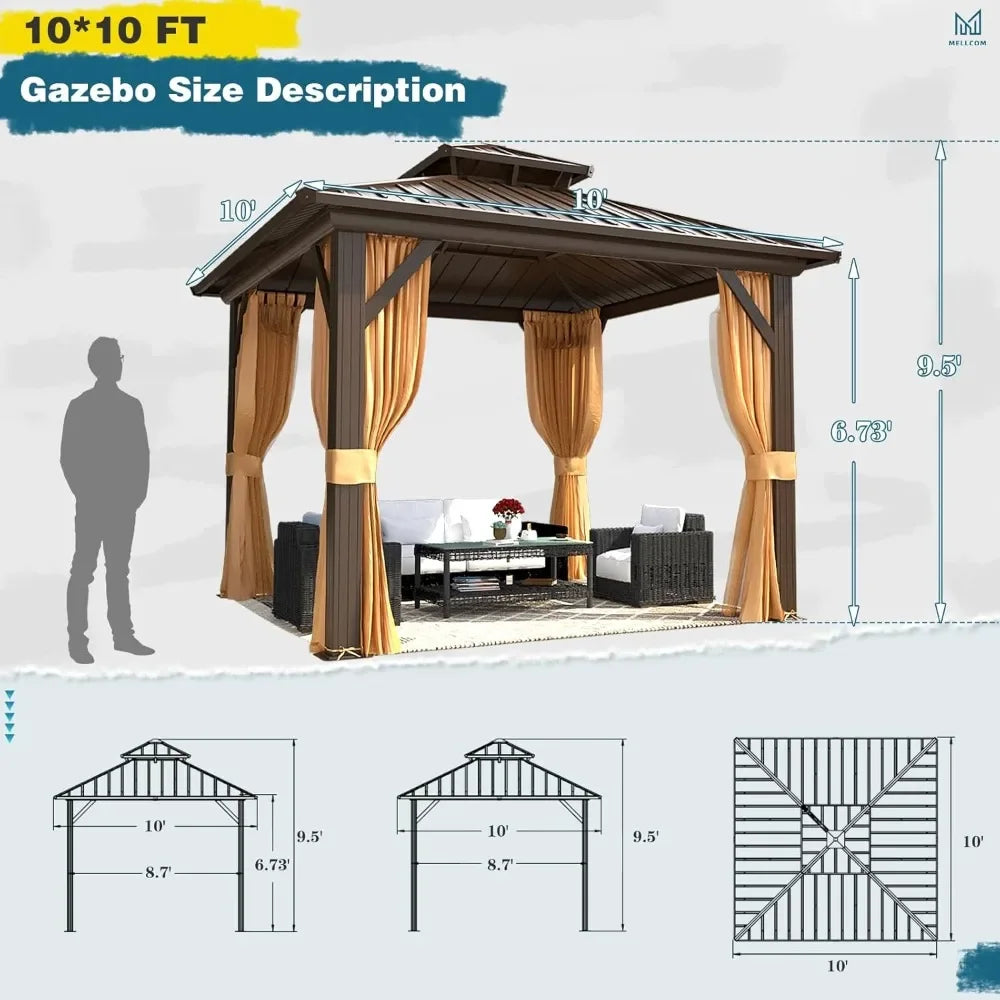 10'x10' Hardtop Galvanized Steel Double Roof Gazebo