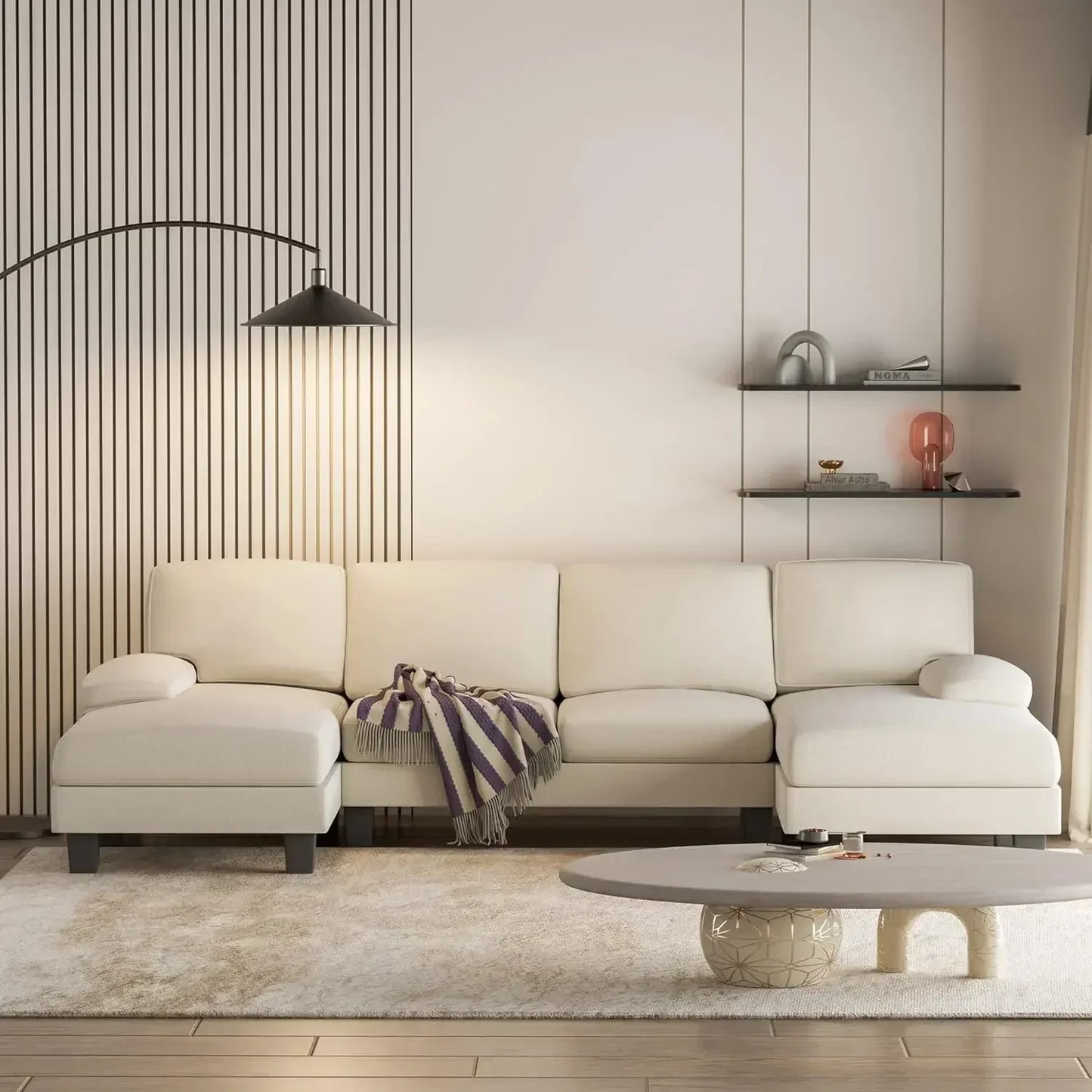 Convertible Modern U-Shaped Sectional Sleeper Sofa