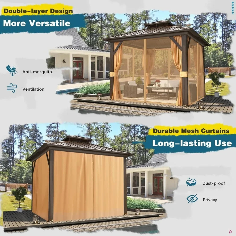 10'x10' Hardtop Galvanized Steel Double Roof Gazebo
