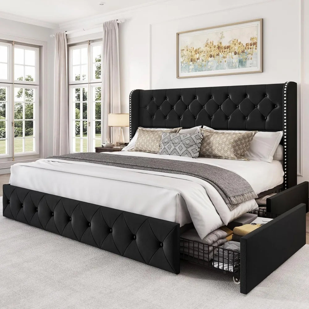 Tufted King Bed Frame