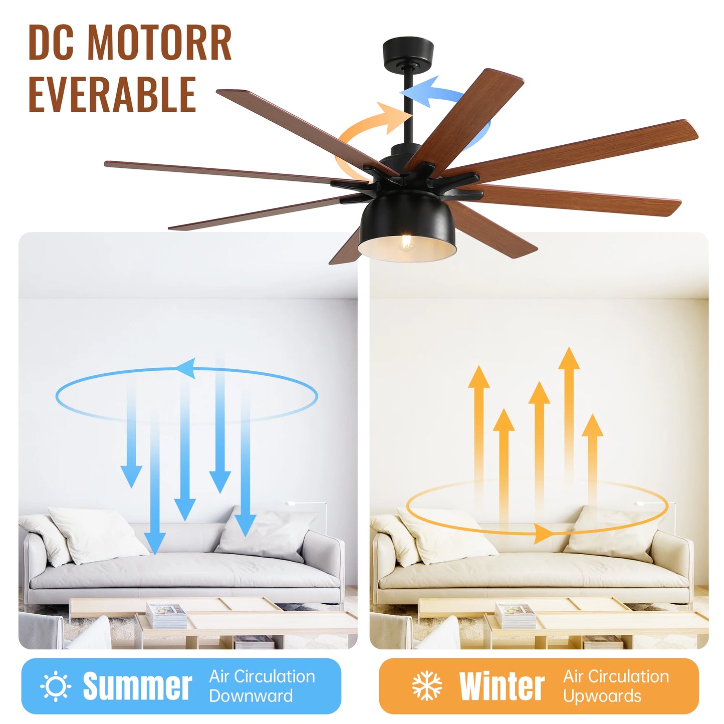 Modern 6-Speed Ceiling Fan With Remote Control