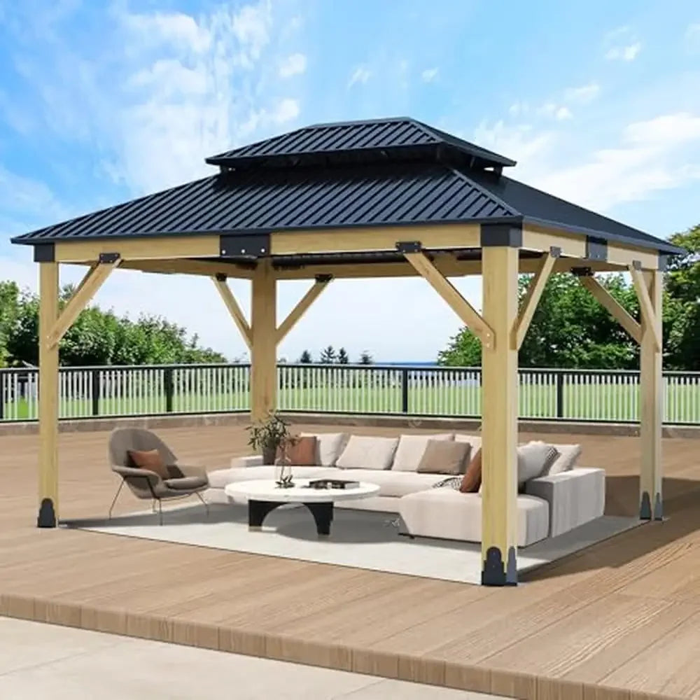 Outdoor Cedar Gazebo With Galvanized Steel Hardtop