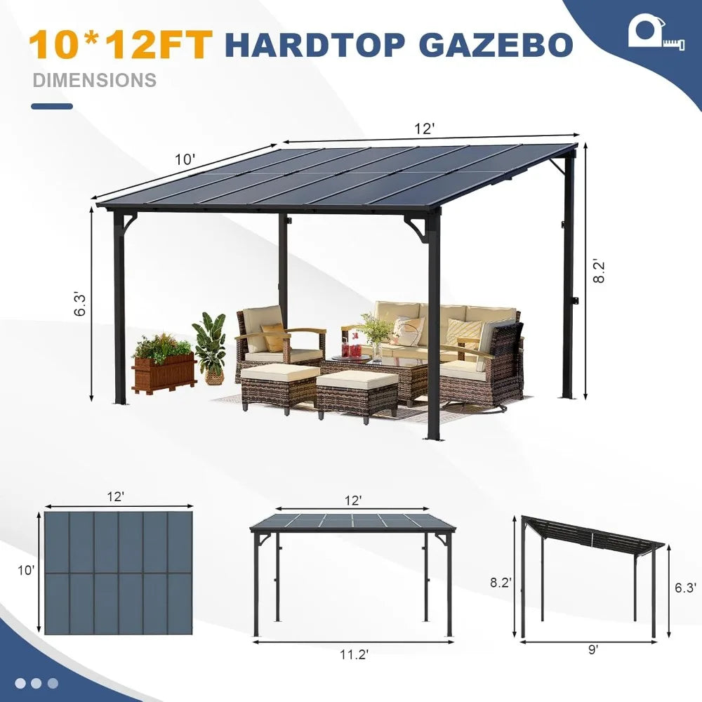 10' x 12' Gazebo, Wall Mounted Gazebo, Metal Awnings, Pergola Gazebos