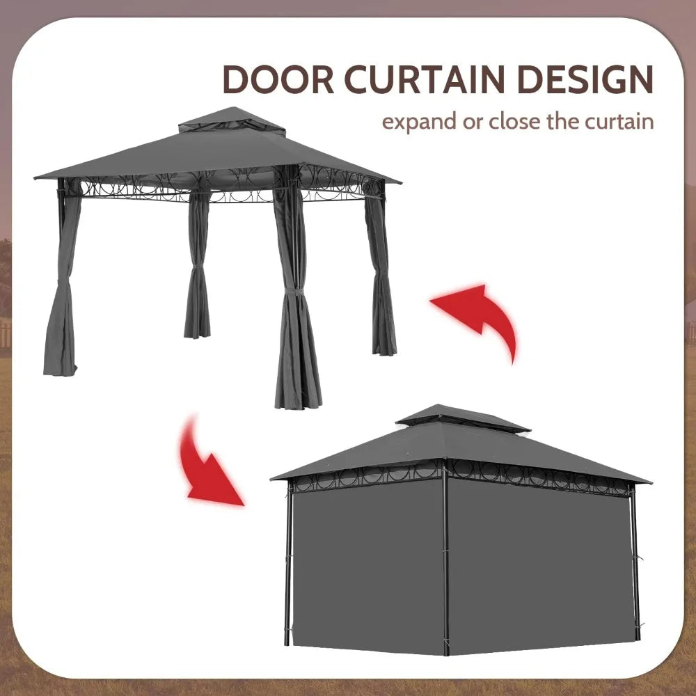 Outdoor Double Vent Canopy Gazebo Tent, 10 x 13 FT