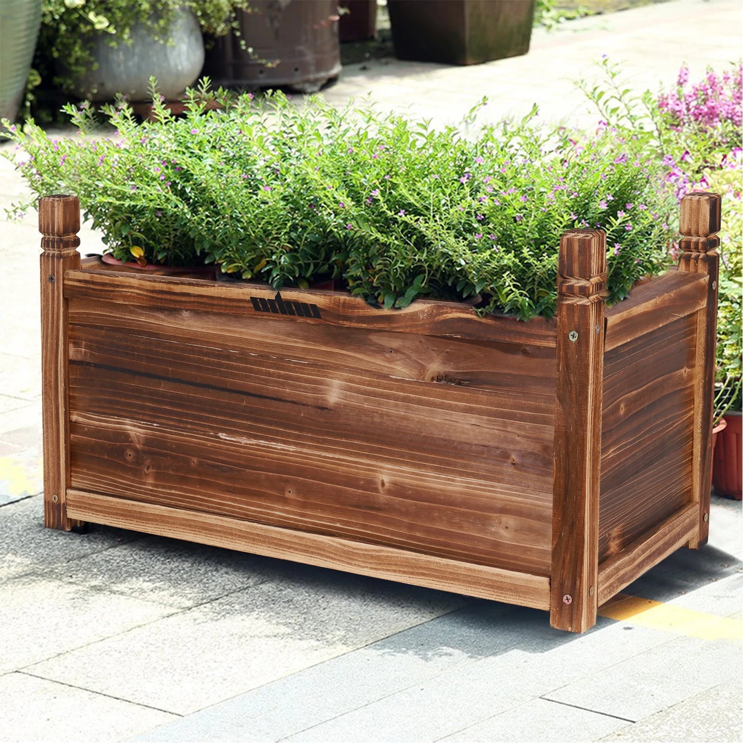 Large Raised Outdoor Wood Planter Box