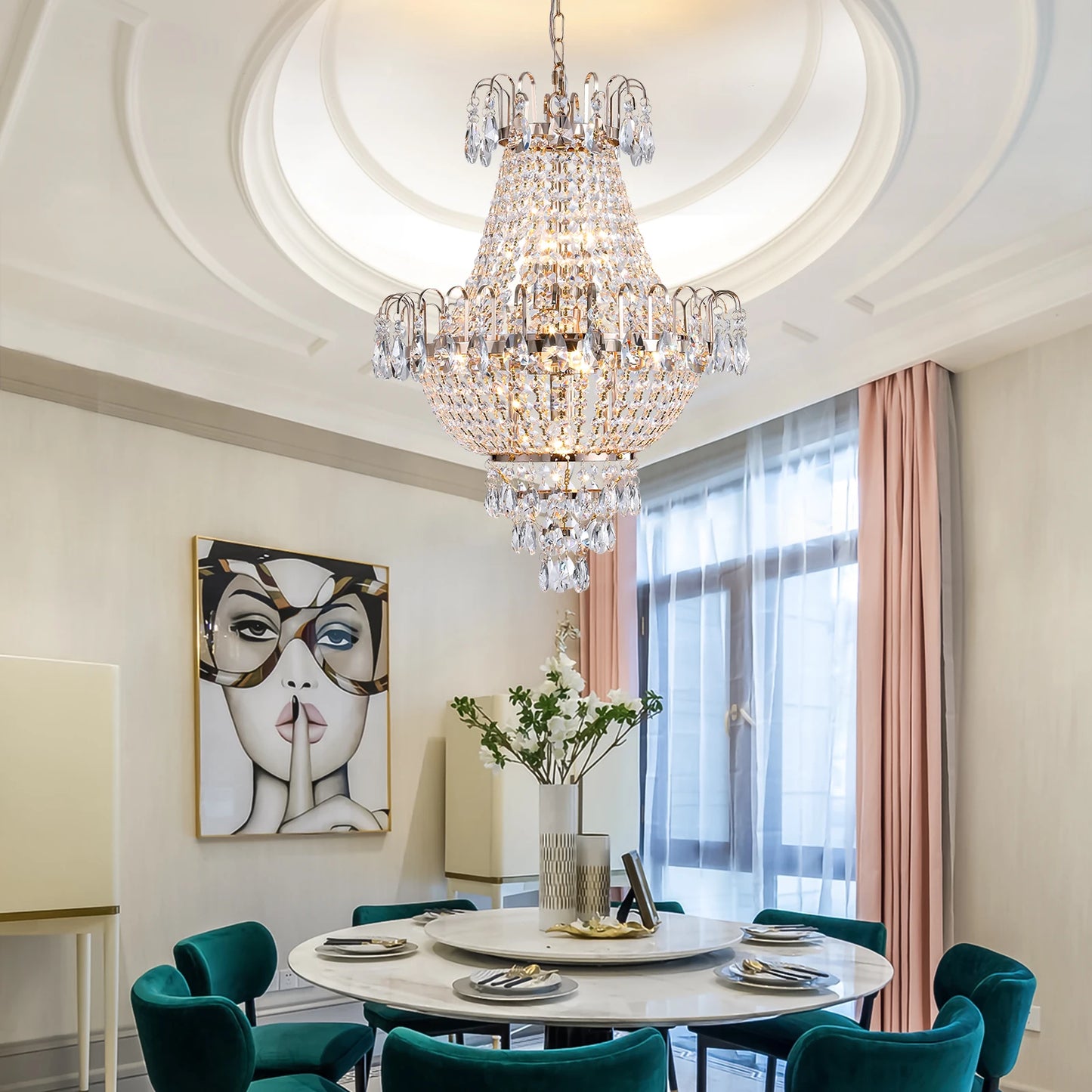 16.9" Luxury Retro Crystal Chandelier