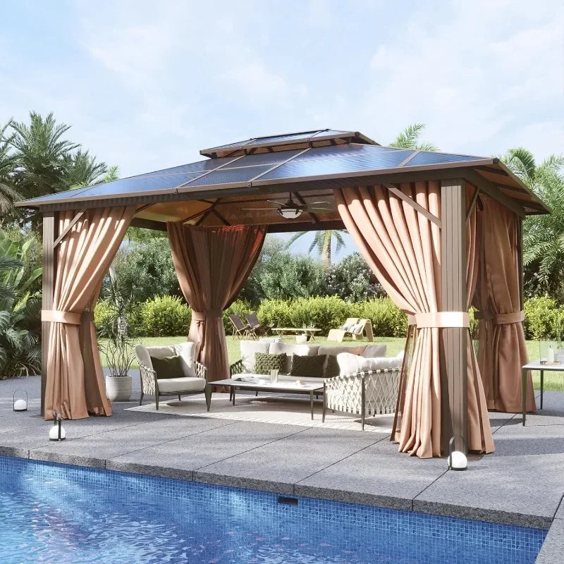 10' x 12' Hardtop Permanent Gazebo With Aluminum Frame