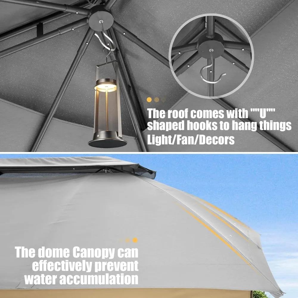 Outdoor Double Ventilated Arc Roof Metal Frame Gazebo