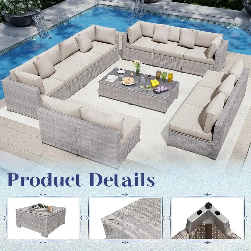 7-Piece Patio Furniture Conversation Sets, All-Weather