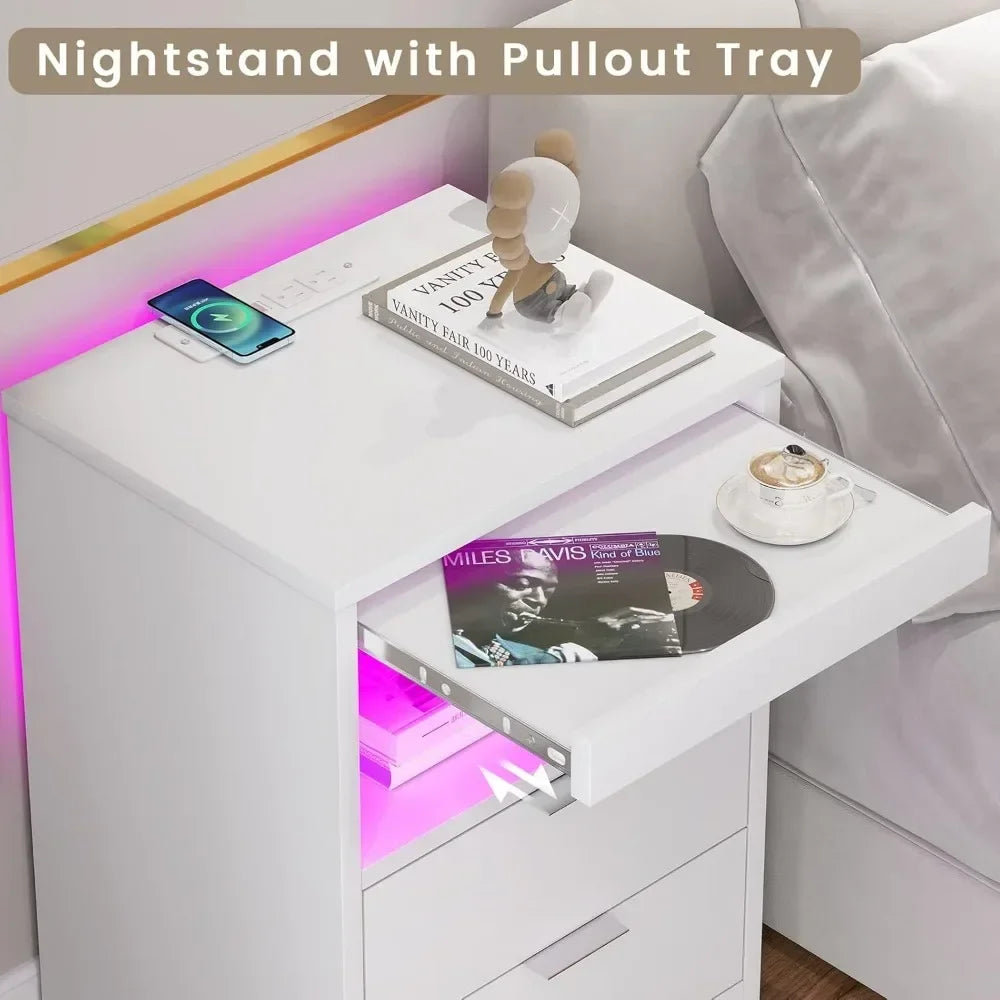 LED Nightstands with Wireless Charging Station
