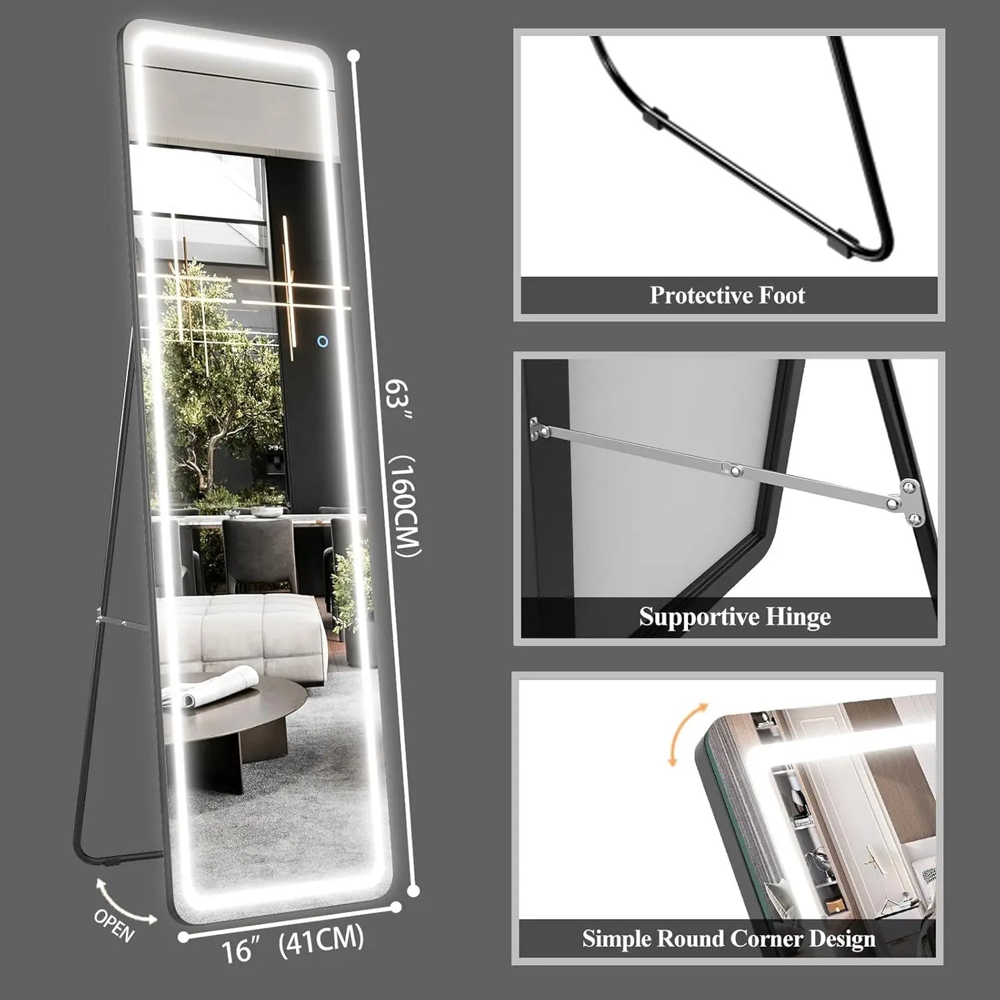 Modern Full Body Free Standing Wall Mirror