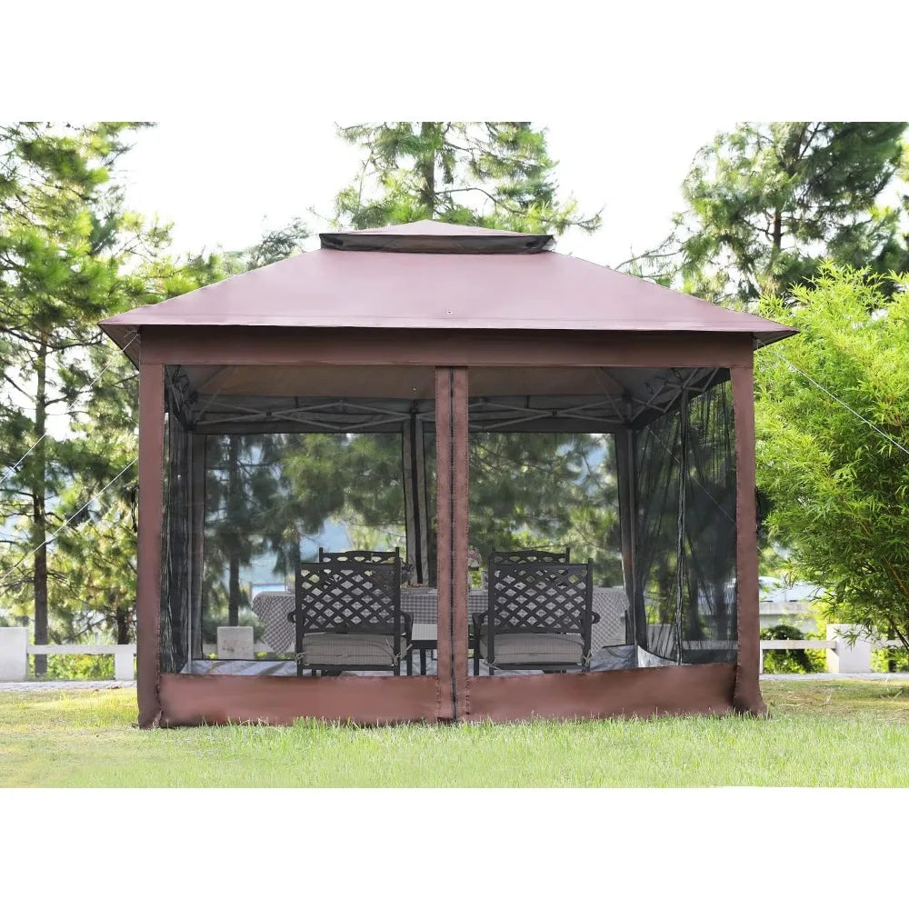 10'x10' Pop-Up Outdoor Gazebo with Mosquito Netting and Double Roof Top