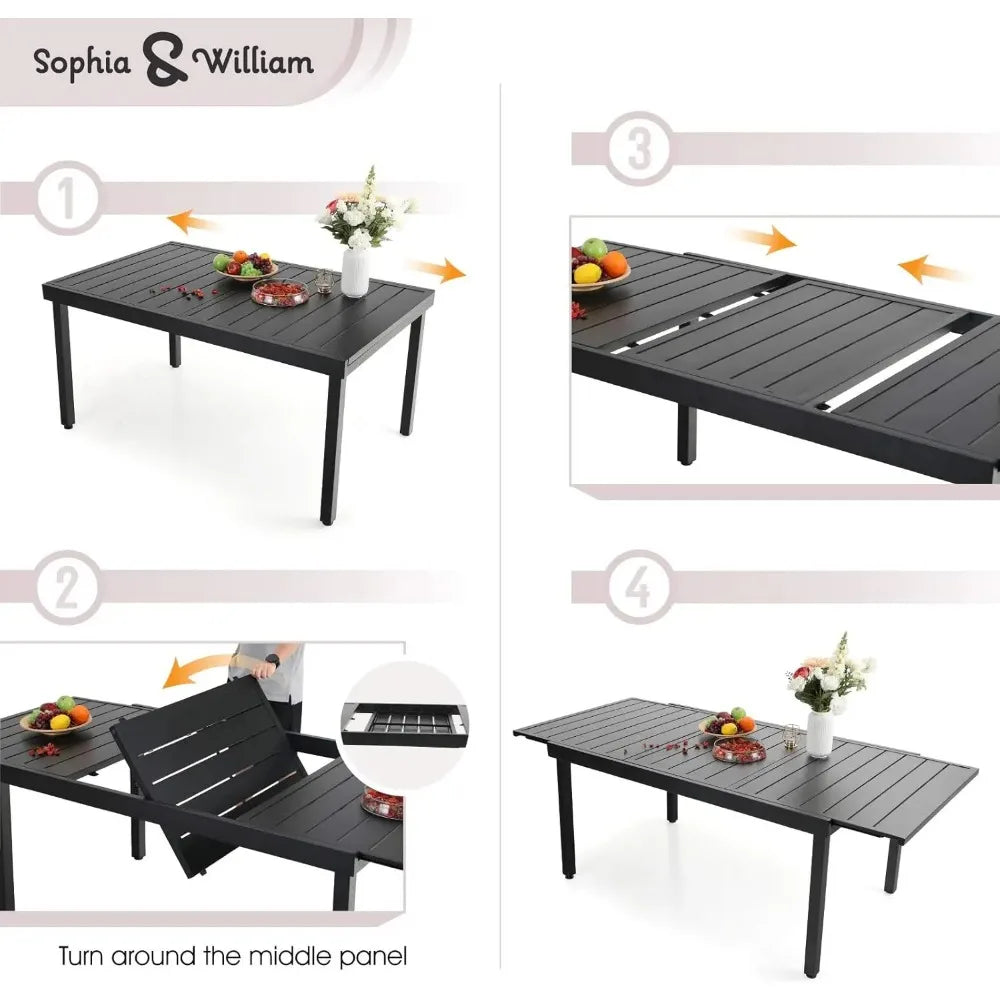 Expandable Outdoor Patio Dining Table