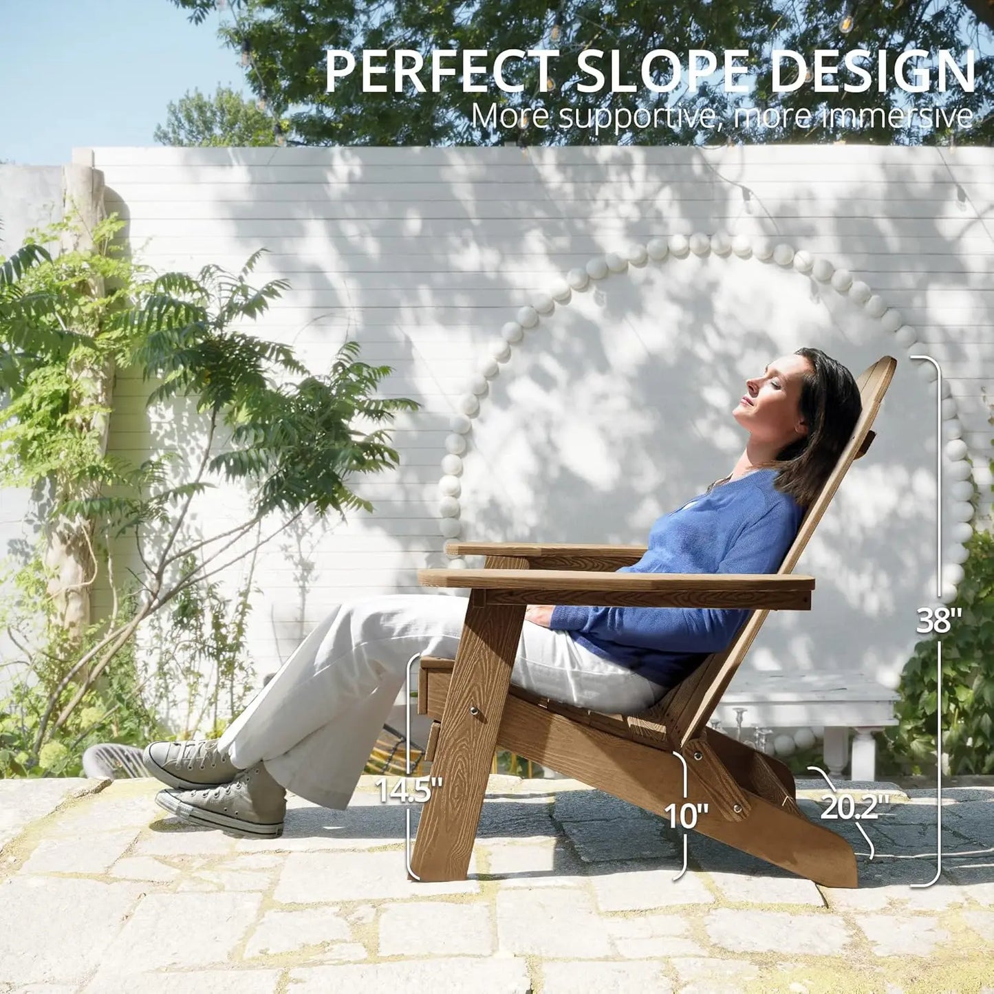 Set of 4, Weather Resistant Folding Adirondack Chairs
