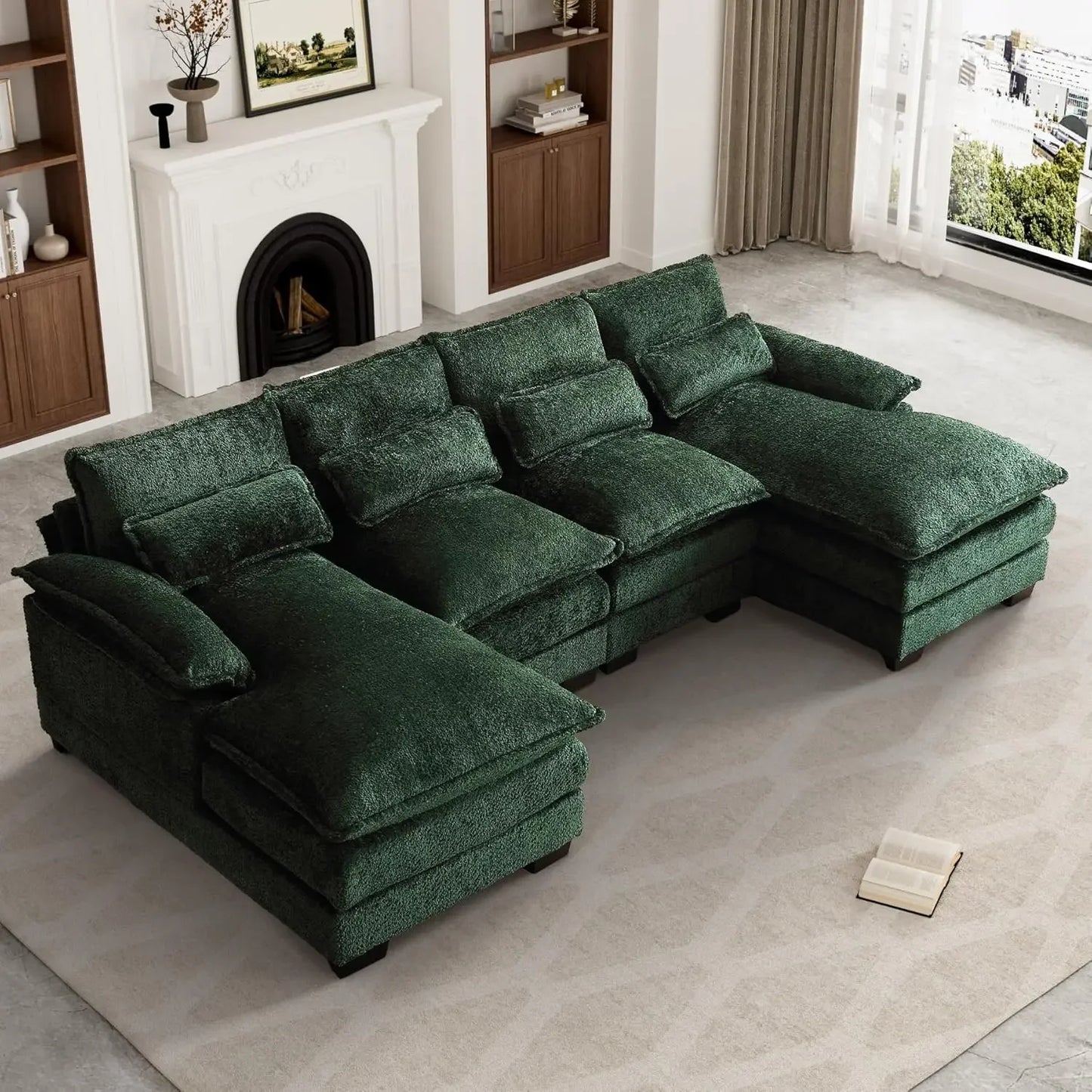 U-Shaped Modern Modular Sectional Couch With Sleeper Sofa