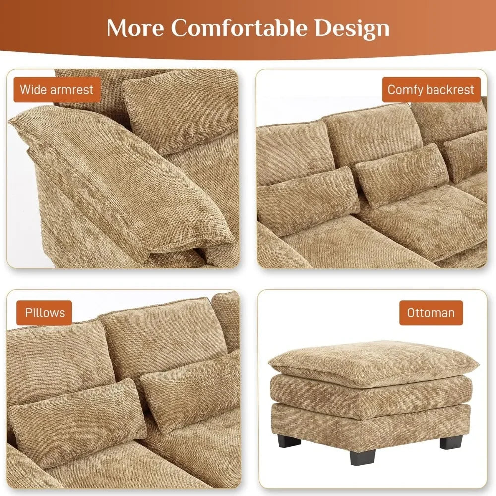L-Shaped Sectional Sofa Comfy Couch