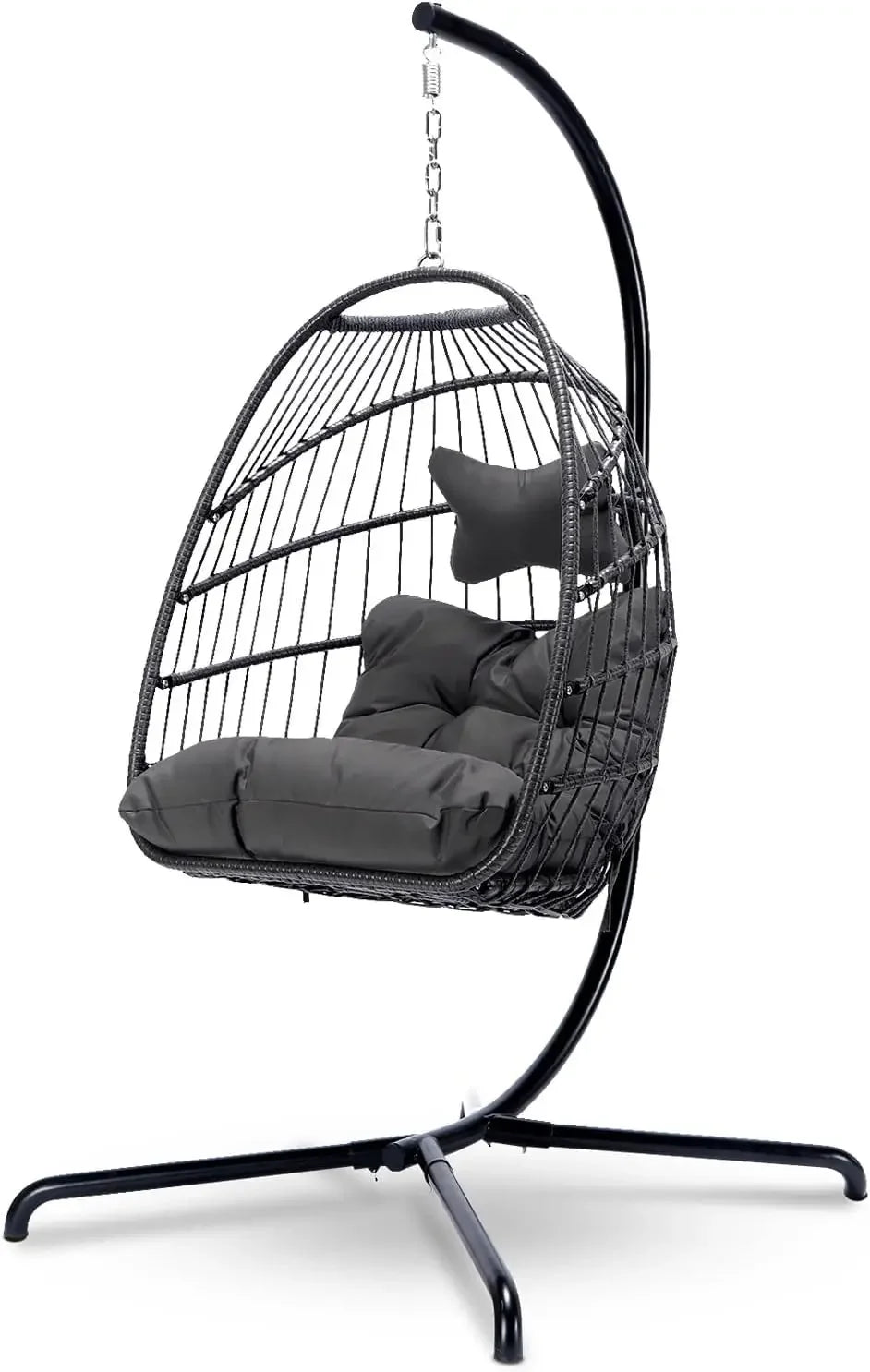 Hanging Egg Chair, Outdoor Patio Water-Resistant Wicker Swing