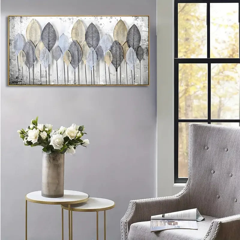 Abstract Leaf Canvas Art, Modern Wall Decor, Black and White
