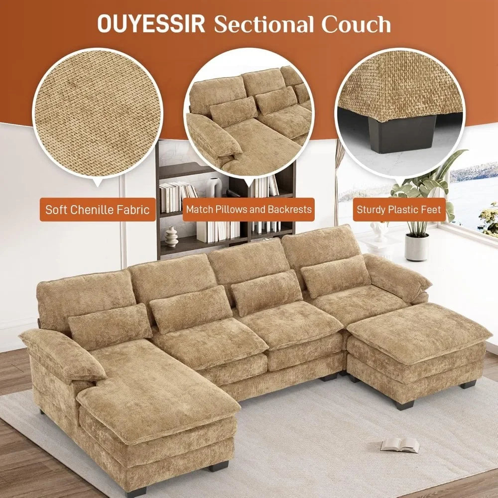 L-Shaped Sectional Sofa Comfy Couch