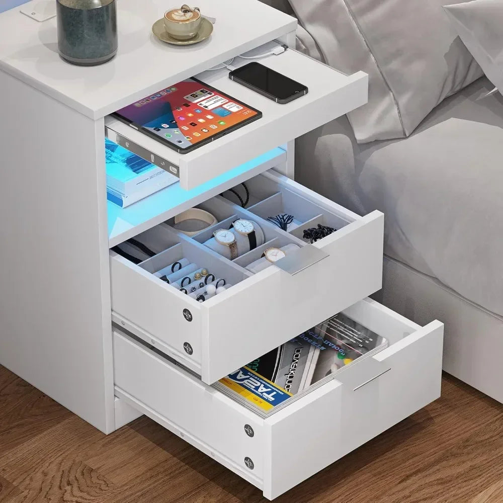 LED Nightstands with Wireless Charging Station