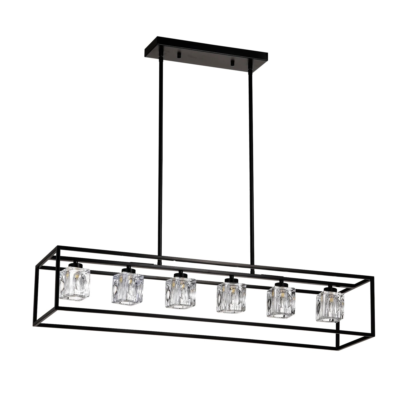 6-Light Modern Farmhouse Crystal Pendant Light Fixture