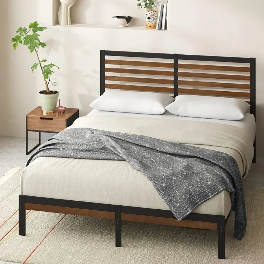Bamboo Metal Bed Frame