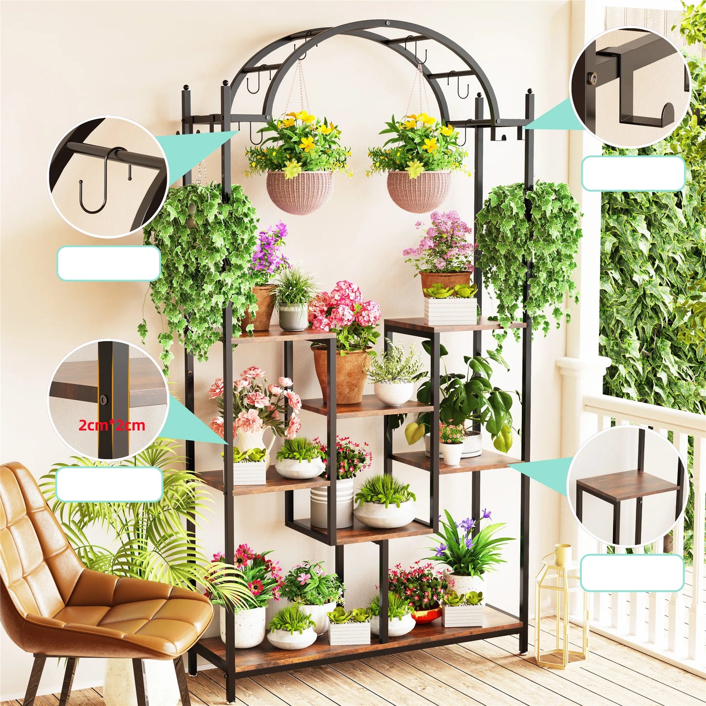 5-Tier Stand, 74.8'' Metal Shelf Display Rack