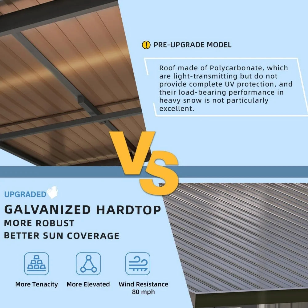 10' x 14' Outdoor Hardtop Pergola Gazebo, Wall-Mounted, Heavy Duty