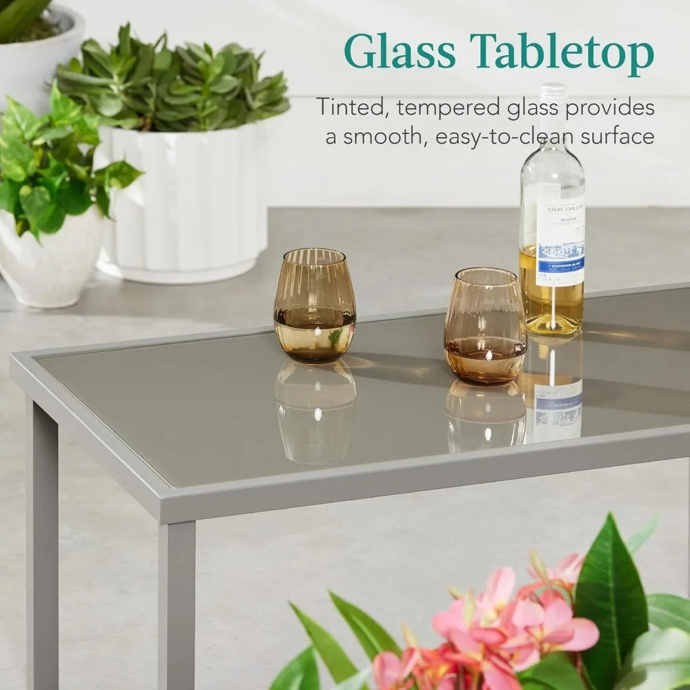 4-Piece Outdoor Patio Furniture, Conversation Set, Steel Frame