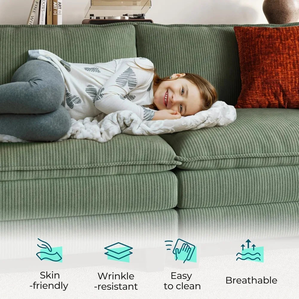 Oversized Corduroy Cloud Couch, U Shaped Couch