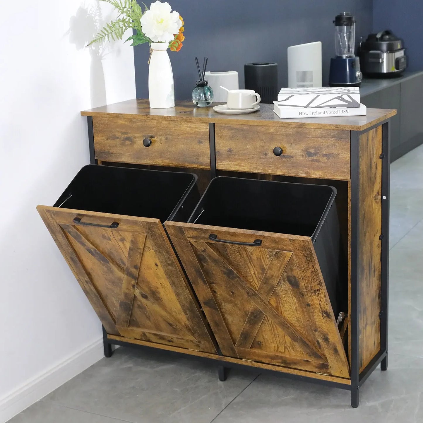 Dual Kitchen Trash Compactor Cabinet