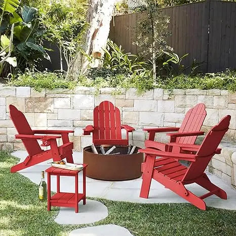 Set of 4, Weather Resistant Folding Adirondack Chairs