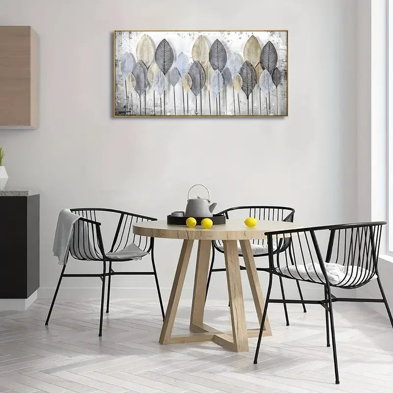 Abstract Leaf Canvas Art, Modern Wall Decor, Black and White